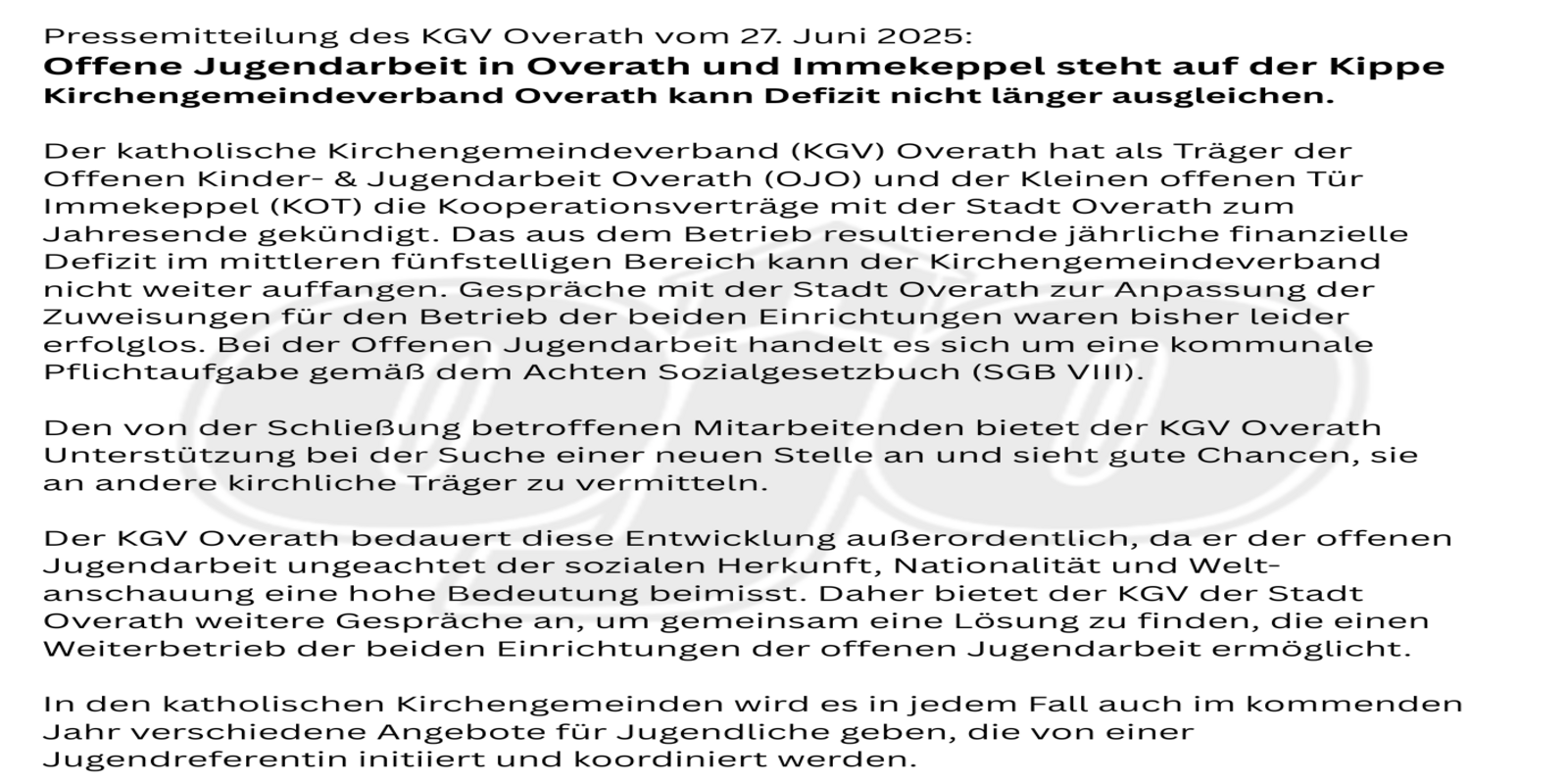 Pressemitteilung des KGV Overath_Homepage